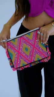 Pink Stardust Glitter Clutch